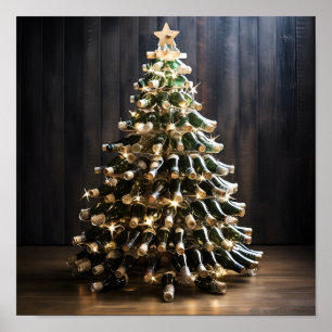 Weihnachtsbaum aus Weinflaschen Poster