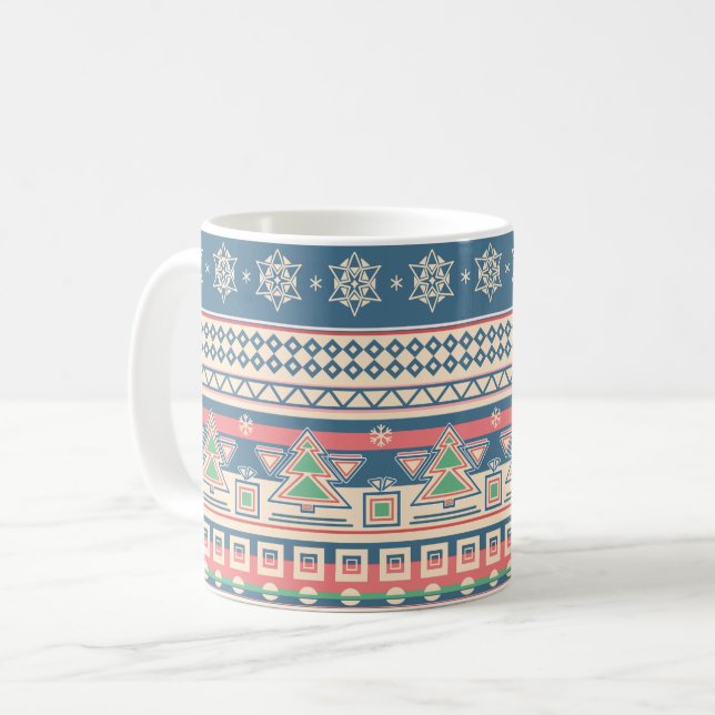 Weihnachtsbaum Aztec Style - Einzigartiger Urlaub Kaffeetasse (Vorderseite Links)