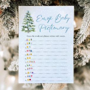 Weihnachtsbaum-Baby-Emoji-Pictionary-Spiel mit Bög Einladung