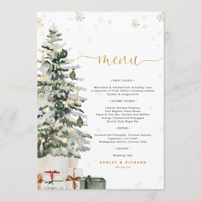 Weihnachtsbaum-Baby-Shower-Menü Menükarte (Vorderseite)