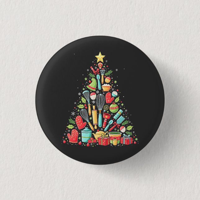 Weihnachtsbaum Backen Koch Cook Xmas Button (Vorderseite)
