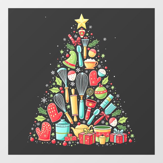 Weihnachtsbaum Backen Koch Cook Xmas Fensteraufkleber (Blatt)