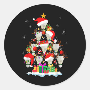 Weihnachtsbaum Badminton Ball Weihnachtsmannmütze  Runder Aufkleber