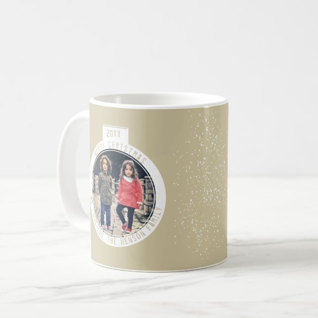 Weihnachtsbaum Ball Beige Foto Urlaub Kaffeetasse (Vorderseite Links)