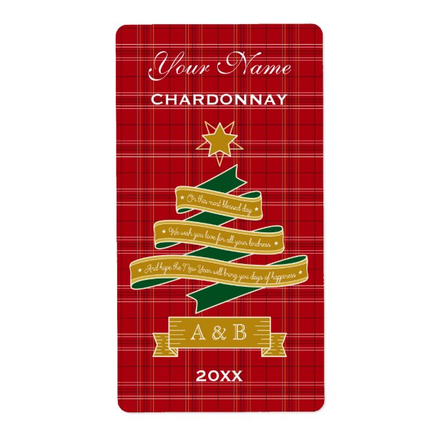 Weihnachtsbaum Band Rotes Kariertes Banner Weineti (Vorne)