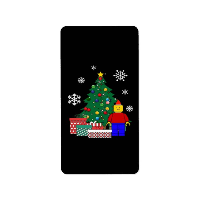 Weihnachtsbaum Baseball Adressaufkleber (Vorne)
