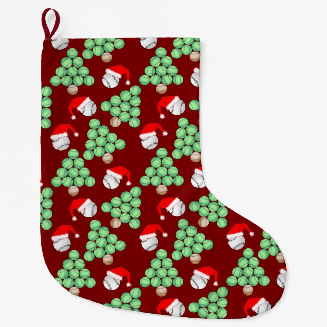 Weihnachtsbaum Baseball-Weihnachtsmannmützen Großer Weihnachtsstrumpf (Vorderseite)