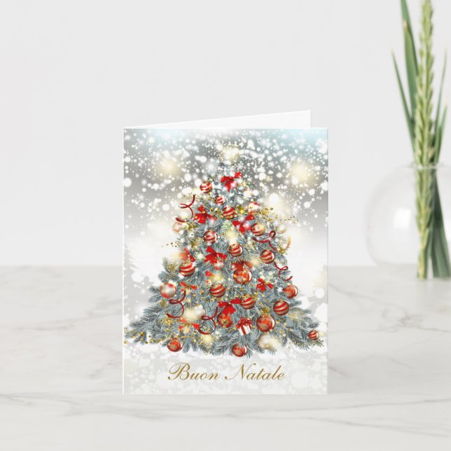 Weihnachtsbaum, Baubles italienisch Feiertagskarte (Vorderseite)