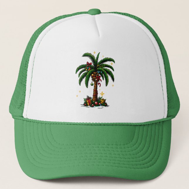 Weihnachtsbaum, Beach Aloha Weihnachten Truckerkappe (Vorderseite)