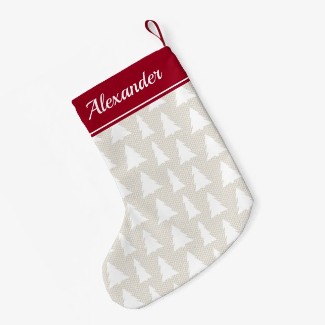 Weihnachtsbaum Beige Burgundy Muster Individuelle  Kleiner Weihnachtsstrumpf (Rückseite (Hängend))