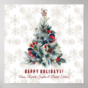 Weihnachtsbaum Berries Holiday wünscht Monogram Poster