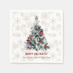 Weihnachtsbaum Berries Holiday wünscht Monogram Serviette