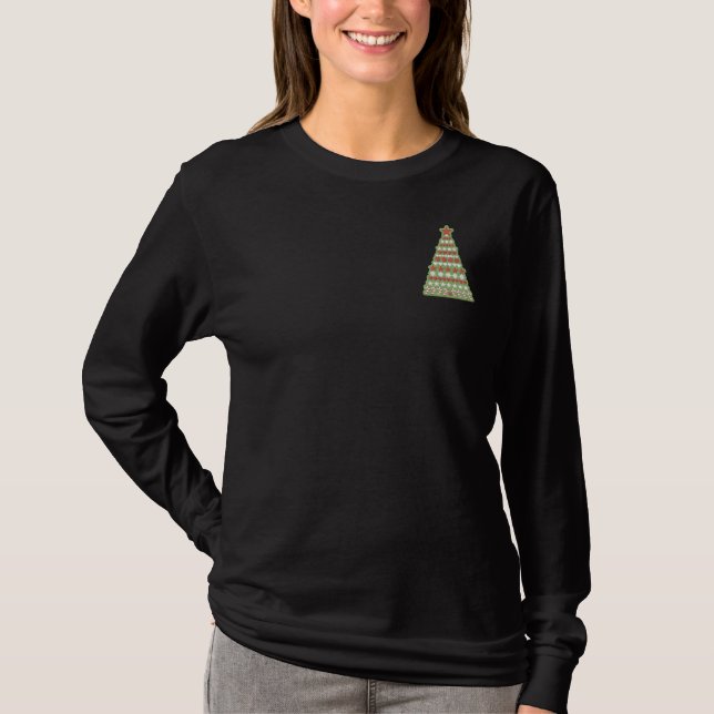 Weihnachtsbaum Besticktes Langarmshirt (Vorderseite)