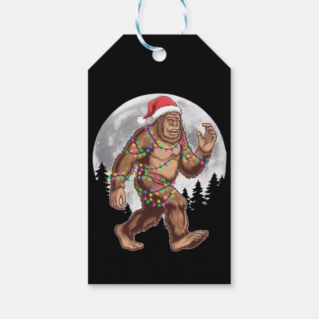 Weihnachtsbaum Bigfoot Weihnachten Lichter Xmas Sa Geschenkanhänger (Rückseite)
