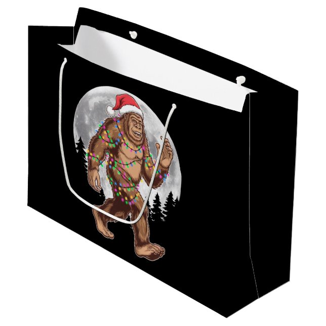 Weihnachtsbaum Bigfoot Weihnachten Lichter Xmas Sa Große Geschenktüte (Vorderseite Schrägansicht)