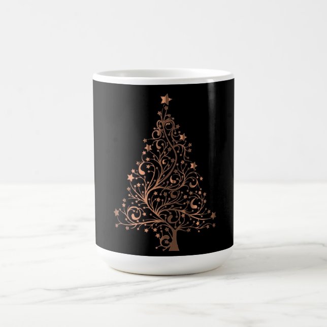Weihnachtsbaum Black Metallic Brown Copper Elegant Kaffeetasse (Mittel)