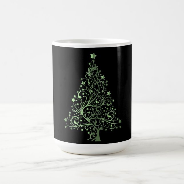 Weihnachtsbaum Black Metallic Green Elegant Kaffeetasse (Mittel)