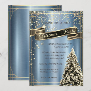 Weihnachtsbaum Blau Metallic Company Weihnachten Einladung