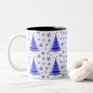 Weihnachtsbaum Blau Muster Design Zweifarbige Tasse