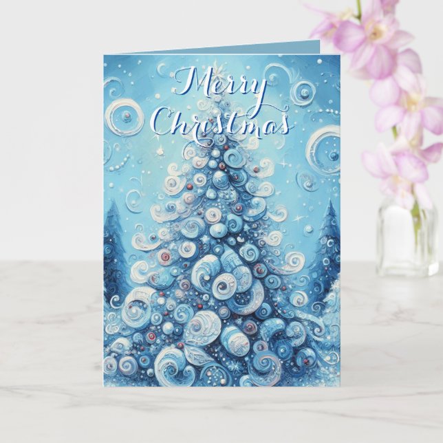 Weihnachtsbaum Blau Personalisiert Weihnachten Karte (Orchidee)