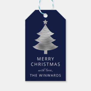 Weihnachtsbaum Blau und Silberfolie Geschenkanhänger