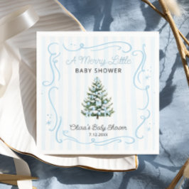 Weihnachtsbaum Blau Winter-Baby-Party Serviette