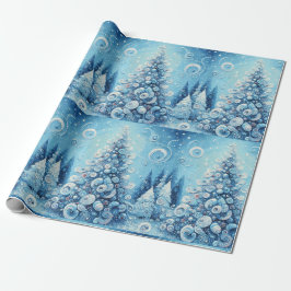 Weihnachtsbaum Blaue Decoupage Whimsical Geschenkpapier