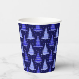 Weihnachtsbaum Blaue Muster Design Pappbecher