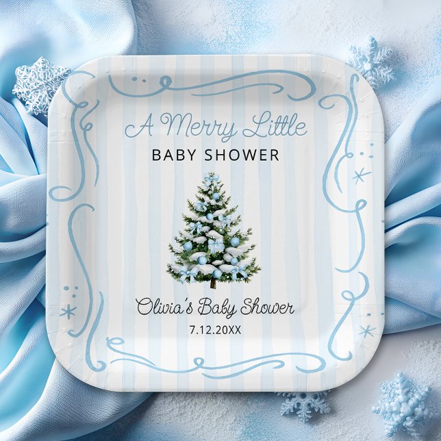 Weihnachtsbaum Blaue Winter-Baby-Party Pappteller (Von Creator hochgeladen)