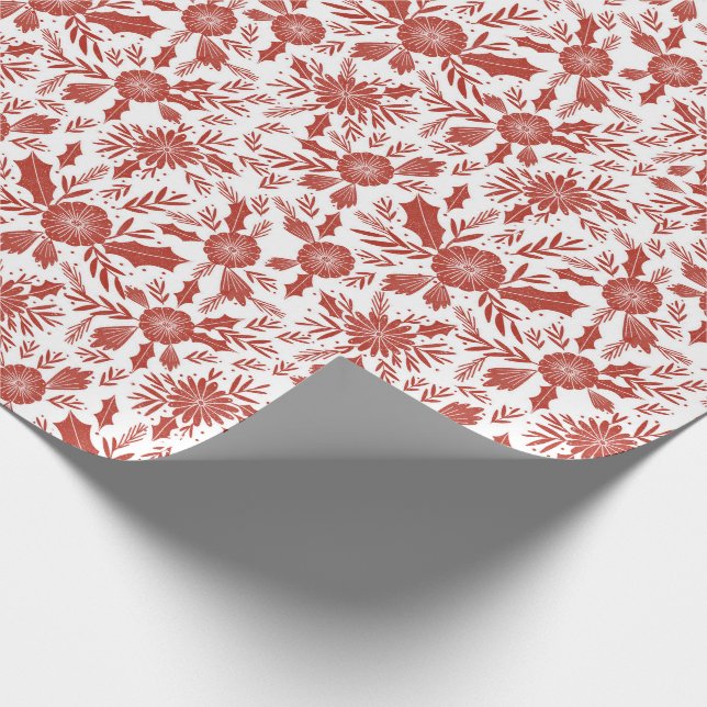 Weihnachtsbaum Botanisch Rot Geschenkpapier (Ecke)