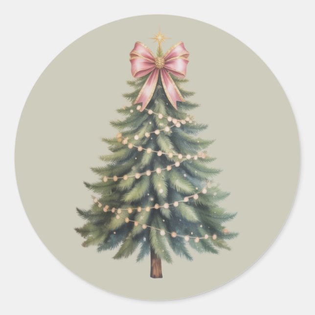 Weihnachtsbaum Bow Coquette Xmas Runder Aufkleber (Vorderseite)