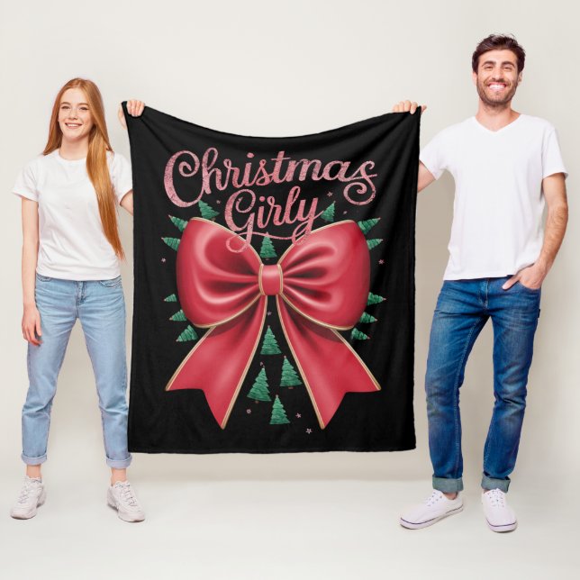 Weihnachtsbaum Bow Girly Ästhetische Weihnachtsfei Fleecedecke (Beispiel)