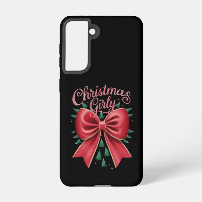 Weihnachtsbaum Bow Girly Ästhetische Weihnachtsfei Samsung Galaxy Hülle (Rückseite)