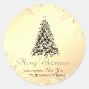 Weihnachtsbaum, Branchen, Gold, Unternehmen Runder Aufkleber