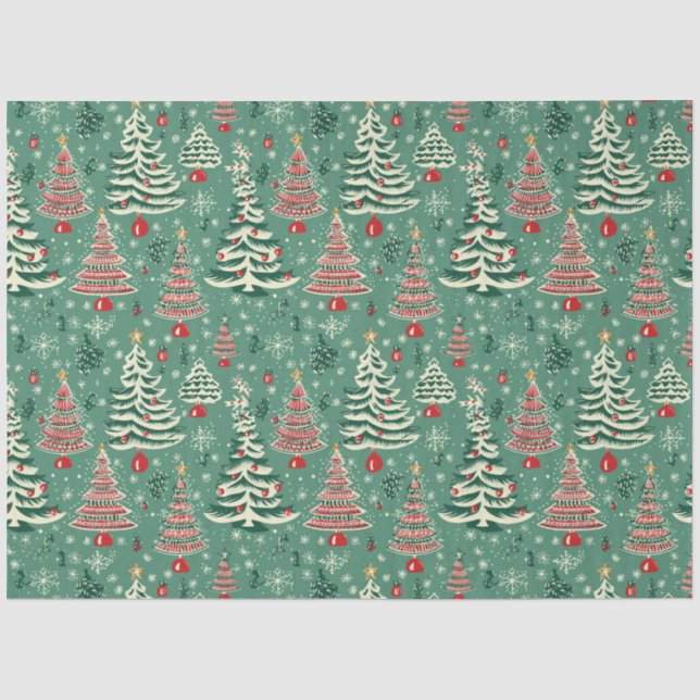 Weihnachtsbaum Broadtuch: Rot & Grün Weihnachten Seidenpapier (Vorderseite)