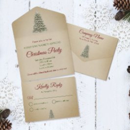 Weihnachtsbaum Brown Kraft Company Feiertag Party All In One Einladung