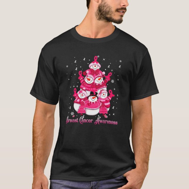 Weihnachtsbaum Brustkrebs-Bewusstsein T-Shirt (Vorderseite)
