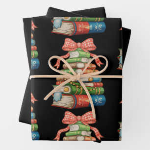 Weihnachtsbaum Bücher Bow Lesen Bibliothekar Lehre Geschenkpapier Set
