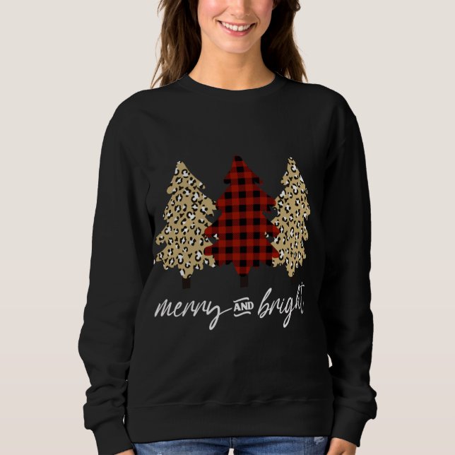 Weihnachtsbaum, Buffalo Kariert, Leopard Sweatshirt (Vorderseite)