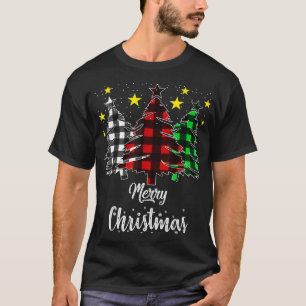 Weihnachtsbaum Buffalo Kariert Rot Weiß Grün Xmas T-Shirt