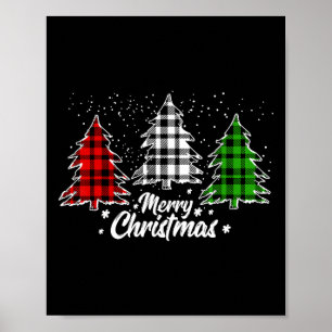Weihnachtsbaum Büffel Kariert Rot Weiß Grün Xmas Poster