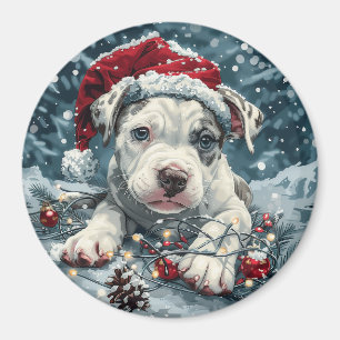 Weihnachtsbaum Bull Santa Puppy Magnet