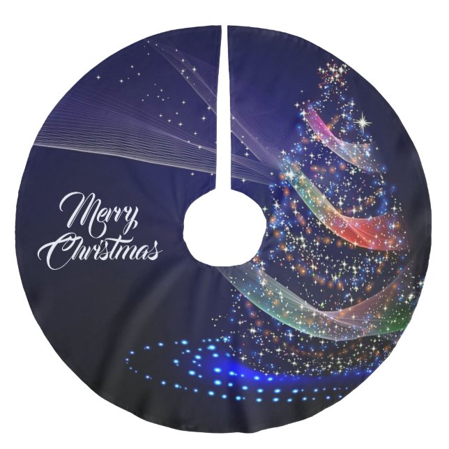 Weihnachtsbaum Bunter Marineblauer Rustikal Polyester Weihnachtsbaumdecke (Vorderseite)