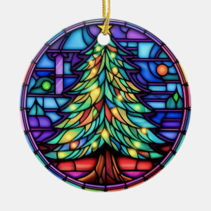 Weihnachtsbaum Buntglas-Stil Keramik Ornament