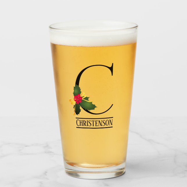 Weihnachtsbaum C Personalisierter Bier Glas (Vorne (Gefüllt))