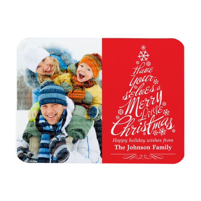 Weihnachtsbaum Calligraphy Holiday Foto Magnet (Horizontal)