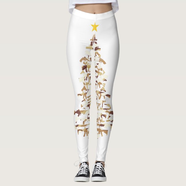 Weihnachtsbaum - Camouflage drucken Weihnachtsgesc Leggings (Vorderseite)
