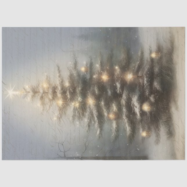 Weihnachtsbaum Candle Lit Snow Decoupage Seidenpapier (Vorderseite)