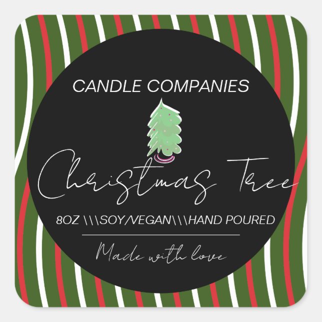 Weihnachtsbaum Candle Maker Business Quadratischer Aufkleber (Vorderseite)