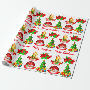 Weihnachtsbaum Candle Snow Globe & Ribbon Geschenkpapier